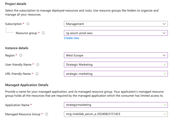 Install wizard in Azure Markteplace